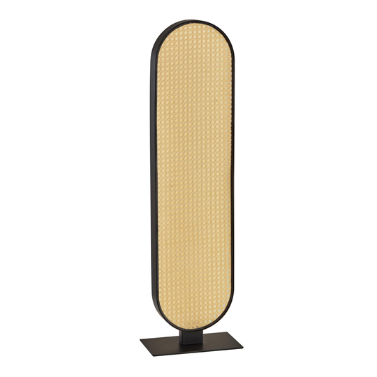 Black Metal and Faux Rattan LED Atwood Floor Lantern: Brown by World Market