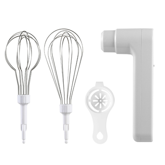 1 Set Electric Egg Blender Three Gears Speed Adjustment Stainless Portable Labor-saving Baking Non-stick USB Egg Whisk Kitchen Tools - grey, 1