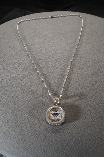 Vintage Art Deco Style Silver Tone Beaded Pendant Butterfly Just Be Fly Baby Necklace Jewelry K#11