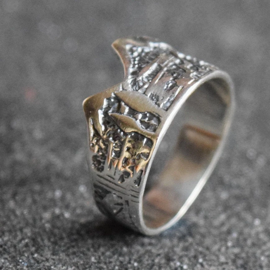 Mountains Ring, Nature Wedding Band, Mountain Range Ring