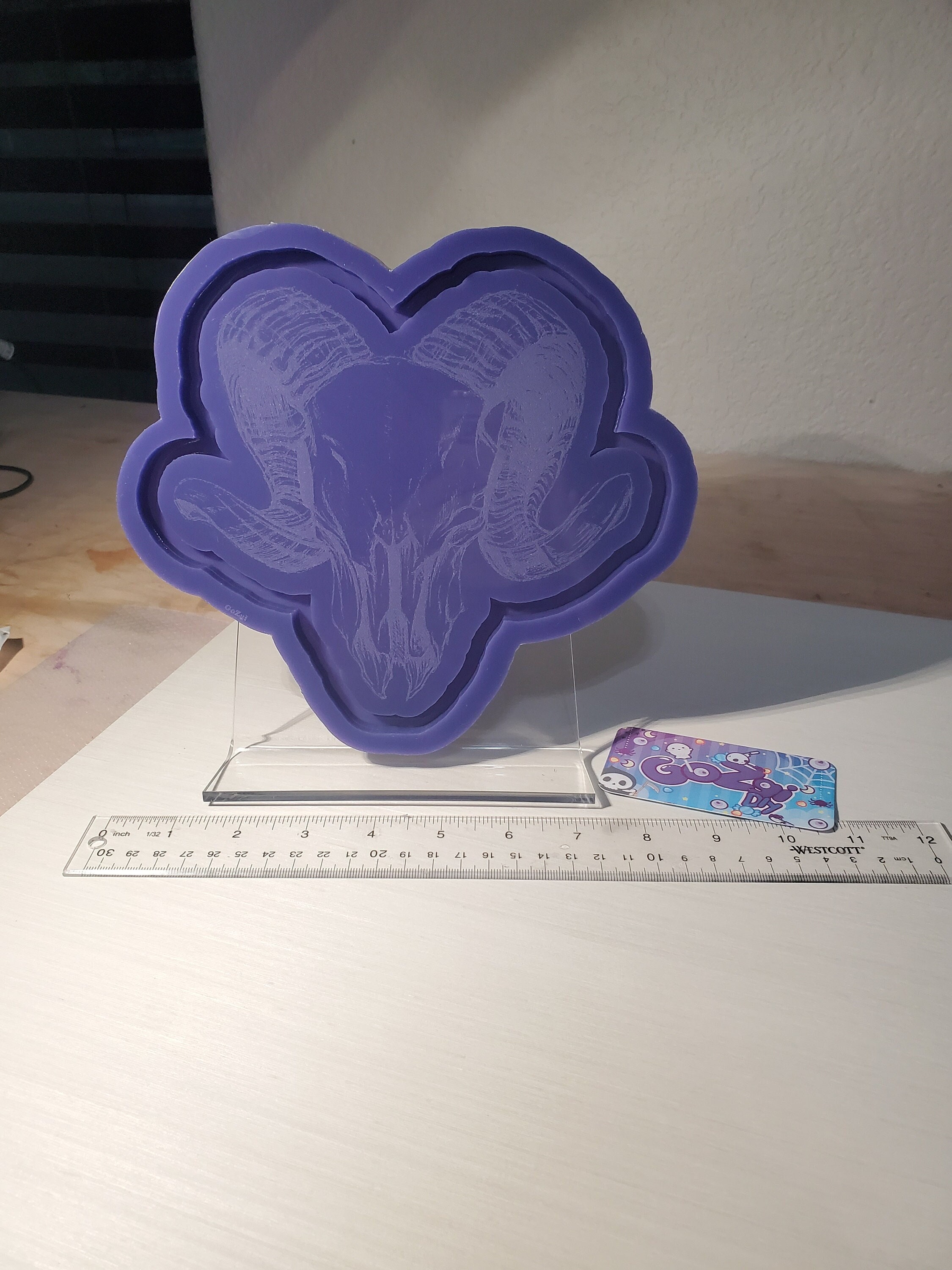Ram Skull 8 Inch Tray Silicone Mold Jewelry Skeleton Trinket 1/4In Base + 1/4 in Rim Made To Order Handmade Mould For Resin