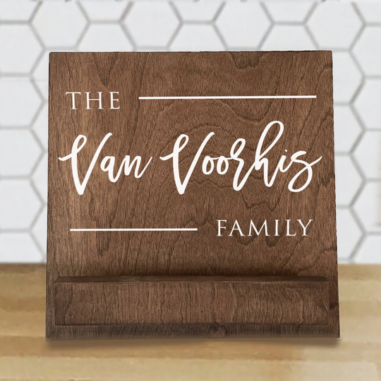 Personalized Cookbook Stand, Cook Book Holder, Kitchen Tablet Recipe Wooden Ipad Stand Wood