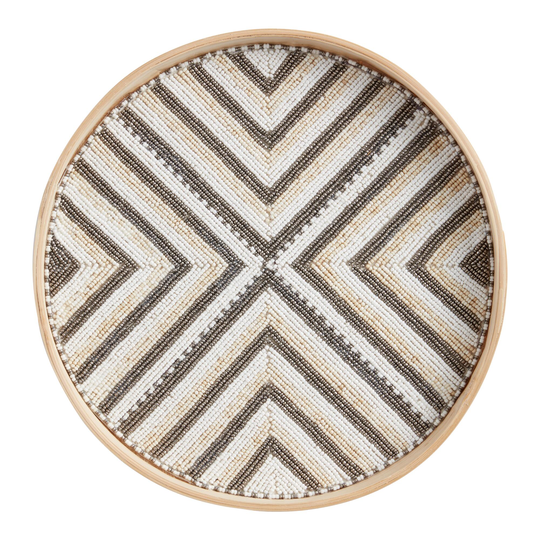 CRAFT Bamboo Geo Beaded Tray: Multi by World Market