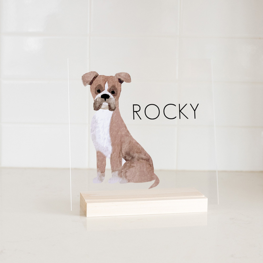 Watercolor Dog Decor Gift Personalized On Acrylic Wood Stand Memorial Pet Loss Sympathy Remembrance Lovers Home For Desk