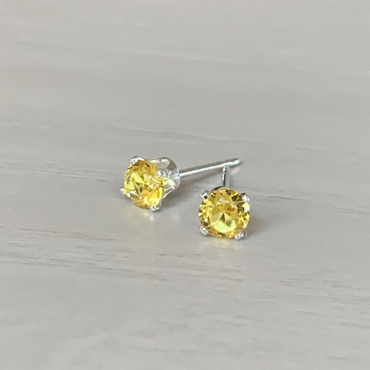 4mm Topaz Stud Earrings/Sterling Silver, Hypoallergenic