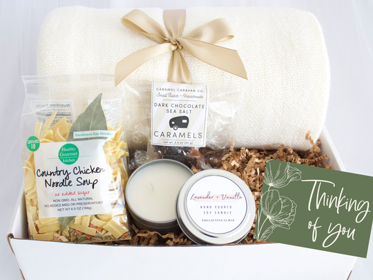 Cozy Blanket & Soup Gift Box, Tlc Thinking Of You Comfort, Surgery Recovery, Care Package For Friend, Difficult Time Care