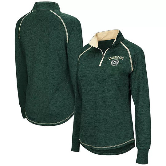 Women's Colosseum Heathered Green Colorado State Rams Bikram Raglan Quarter-Zip Jacket, Size: Medium
