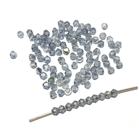 Prety 3mm Grey Blue Bicone Beads, Faceted Czech Glass Beads, Pretty X100 Like Denim Swarovski Colour