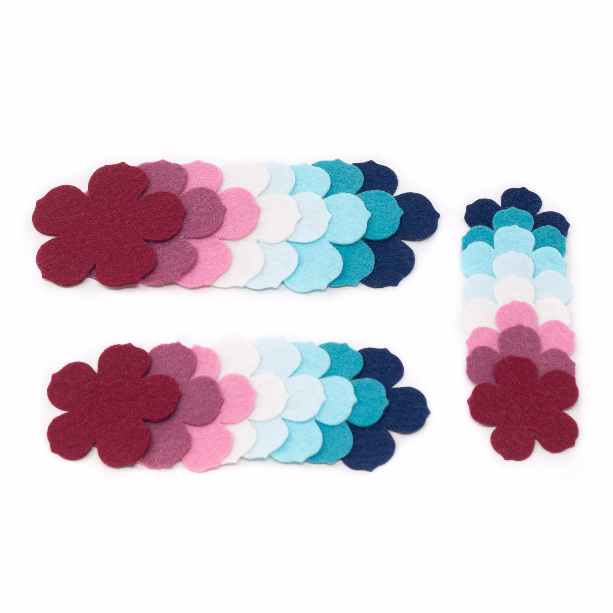 24 Emma Wool Blend Felt Die Cut Applique Flowers - Ombre Colors