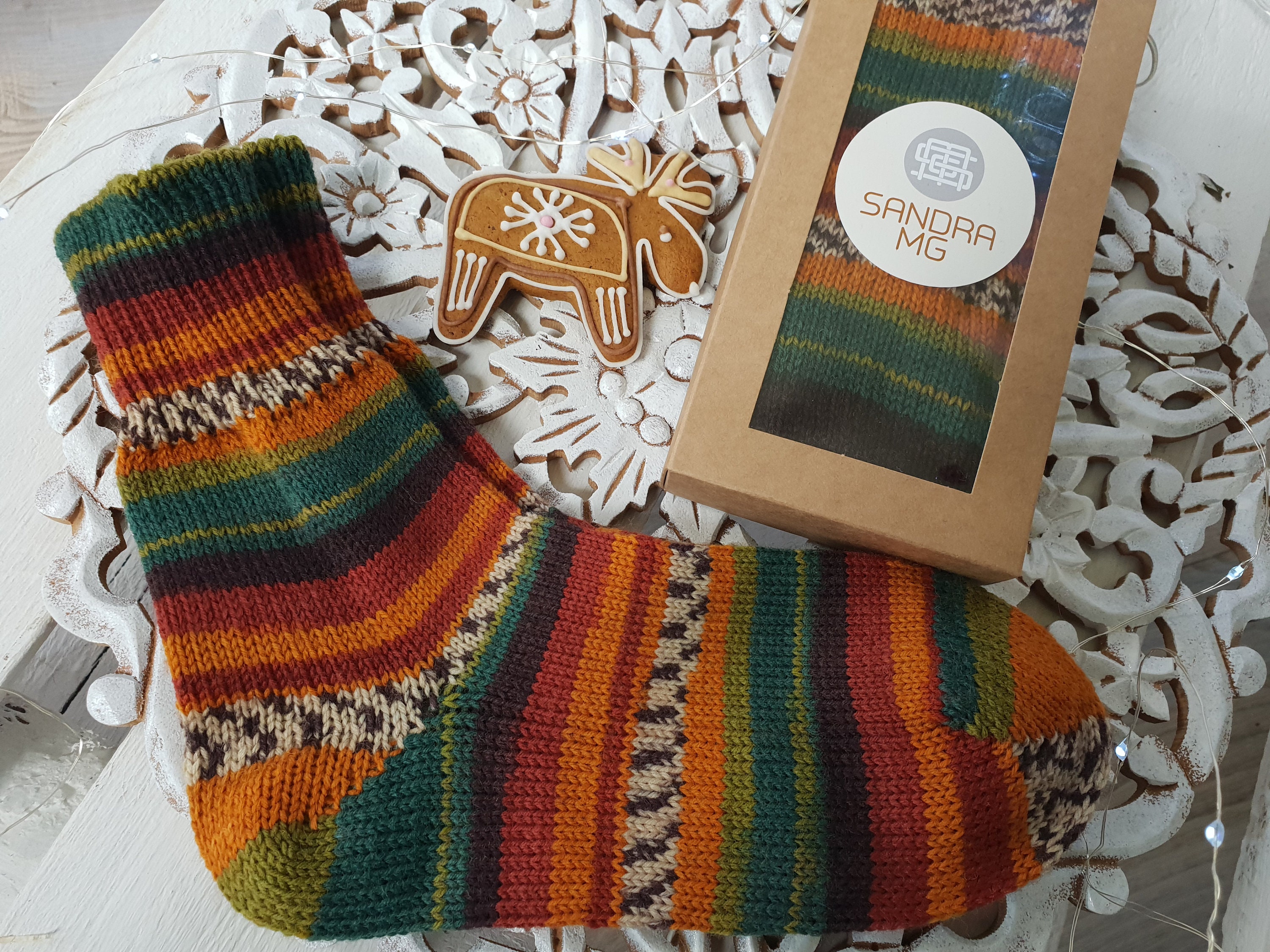 Hand Knitted Customized Socks, Colorful Knit Wool Leg Warmers Gift For Wife, Best Friend Gifts Long Distance