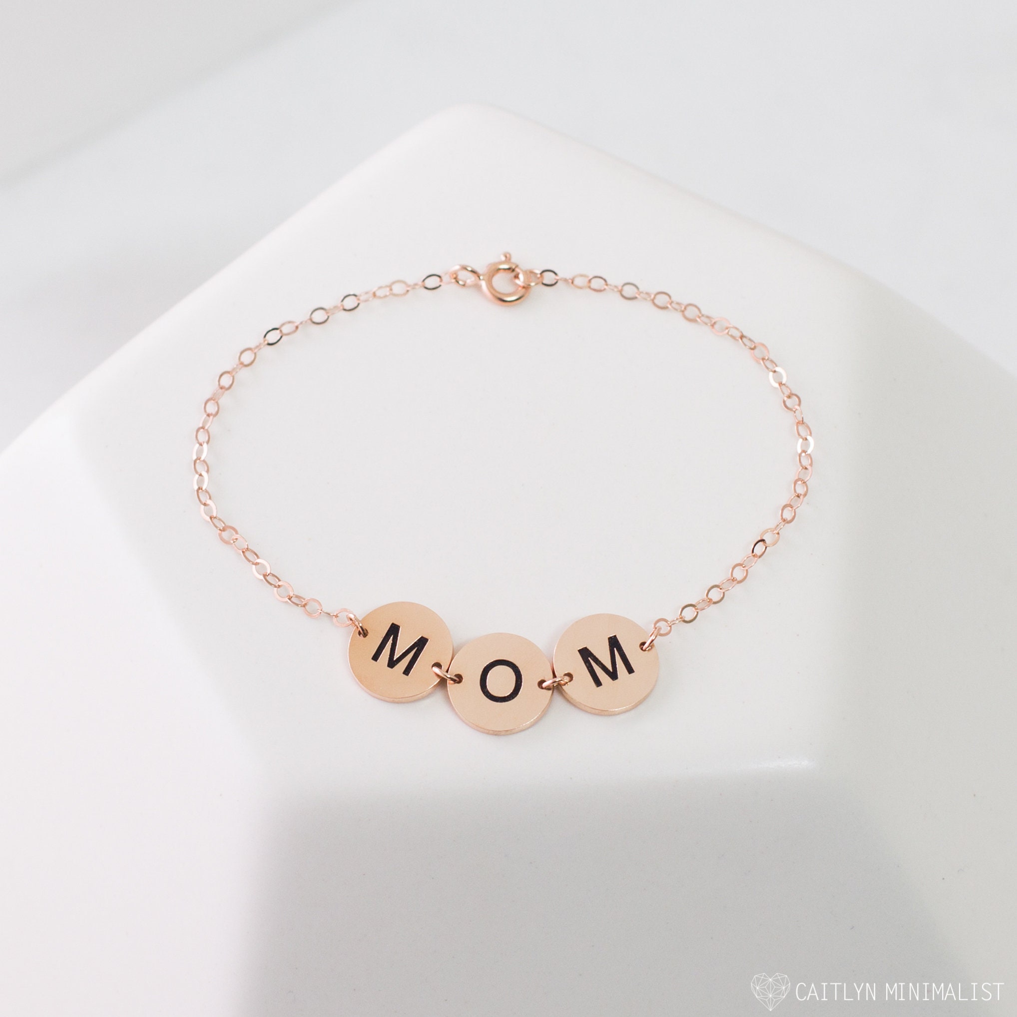 Custom Initial Bracelet Children's Initials For Mom Dainty Disc Charm Personalized Mother's Gift Bm23Df30
