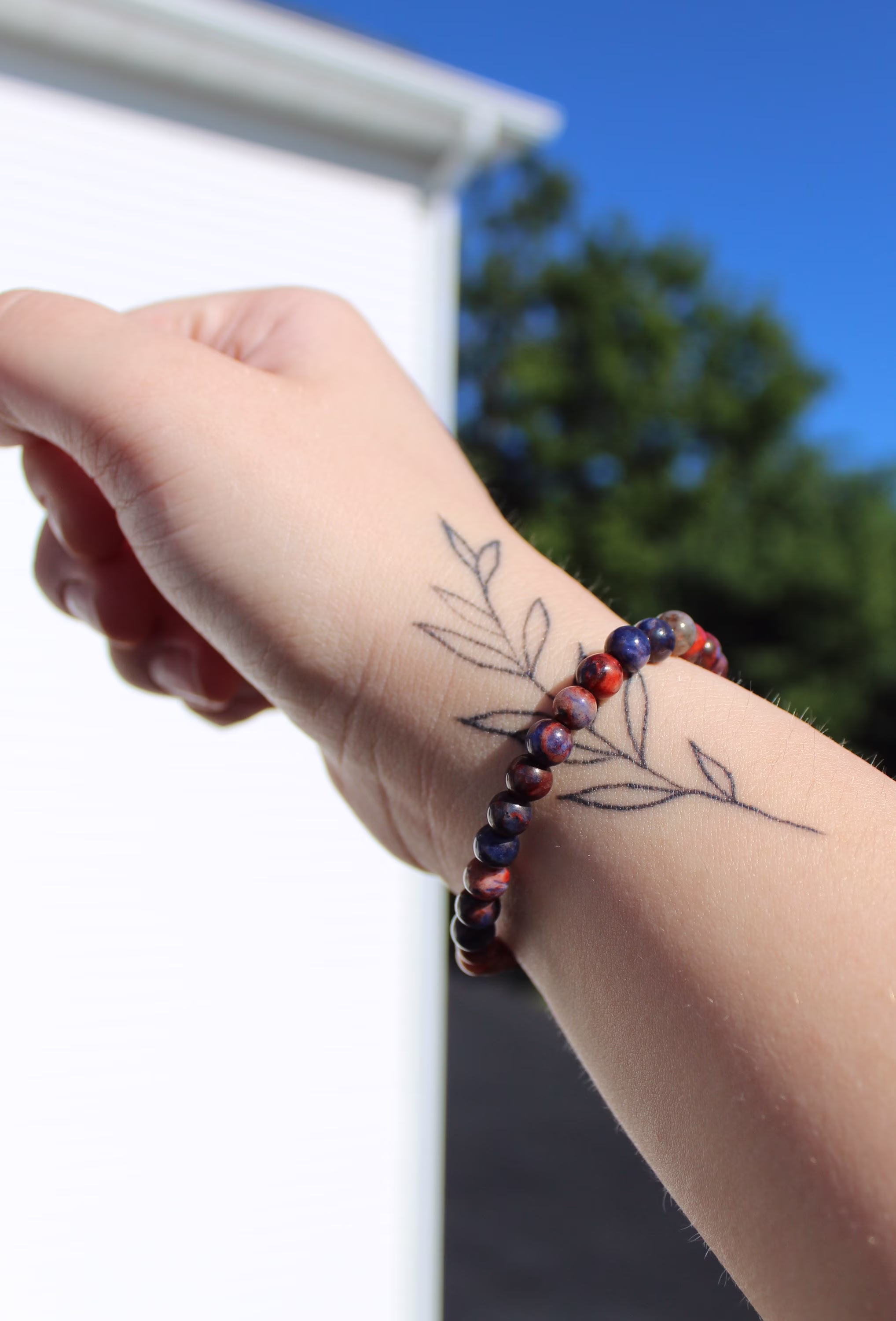 Sunset Orange Sodalite Bracelet | Crystal Beaded Handmade Stretchy Bracelet