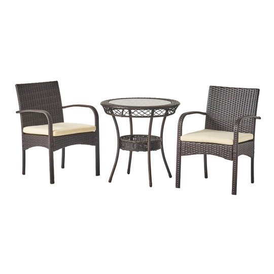 Brown All Weather Wicker Miriam 3 Piece Outdoor Patio Bistro Set by World Market