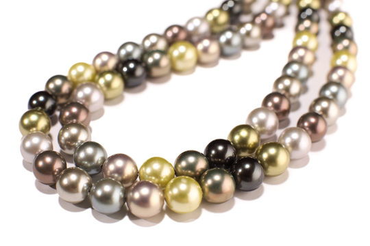 Double Layered South Sea Shell Pearl 8mm Multi Color Statement Necklace With 2" Extender Necklace, Gift For Her 18"-24"