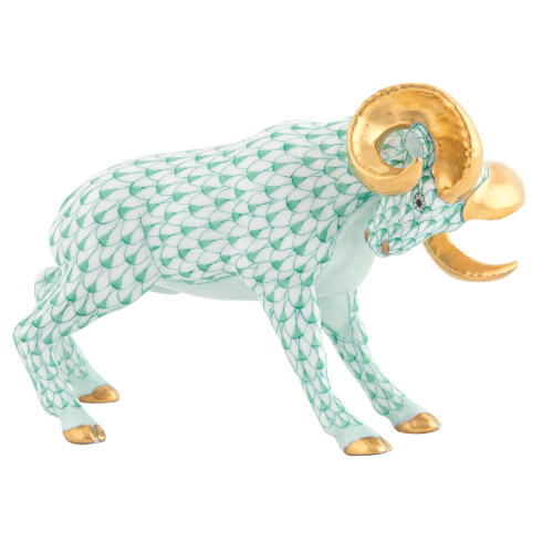 Herend Charging Ram Green 5.25 In L X 2.5 In W X 3.75 In H
