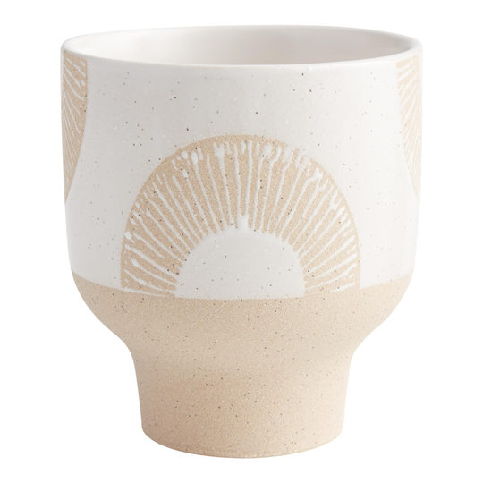 Natural and White Circle Ceramic Pedestal Planter by World Market