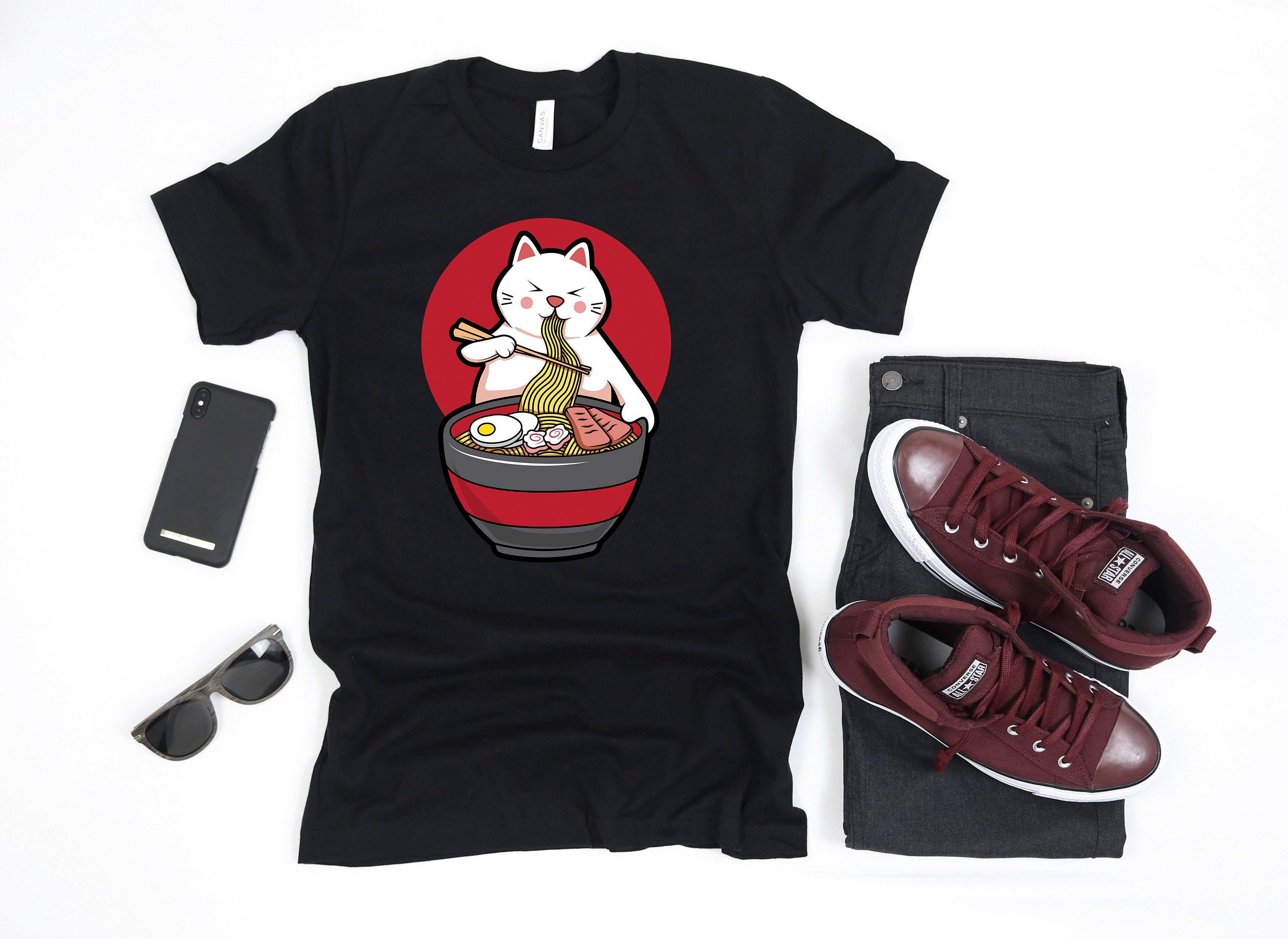 Kawaii Ramen Cat/Cute Otaku Shirt Noodles Life Japanese