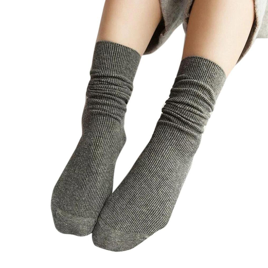 Fashion Girl Women Soft Knitting Socks Casual Cotton Blend Middle Tube Stockings - dark gray - grey