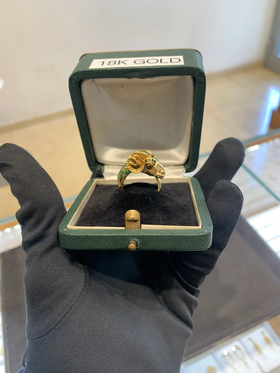 Antique 18K Gold Ram Head Ring