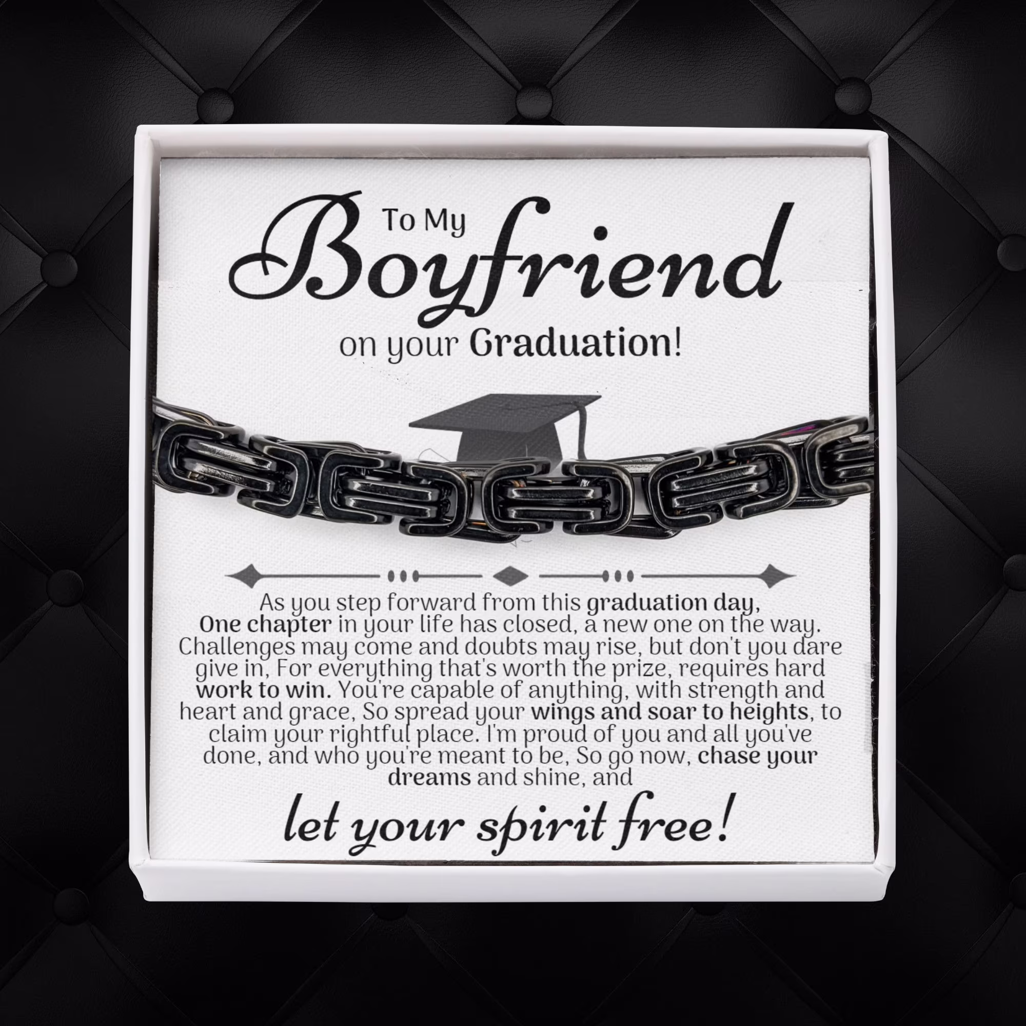 Boyfriend Graduation Stainless Steel Bracelet, Graduation, High School Gift For Boyfriend, College