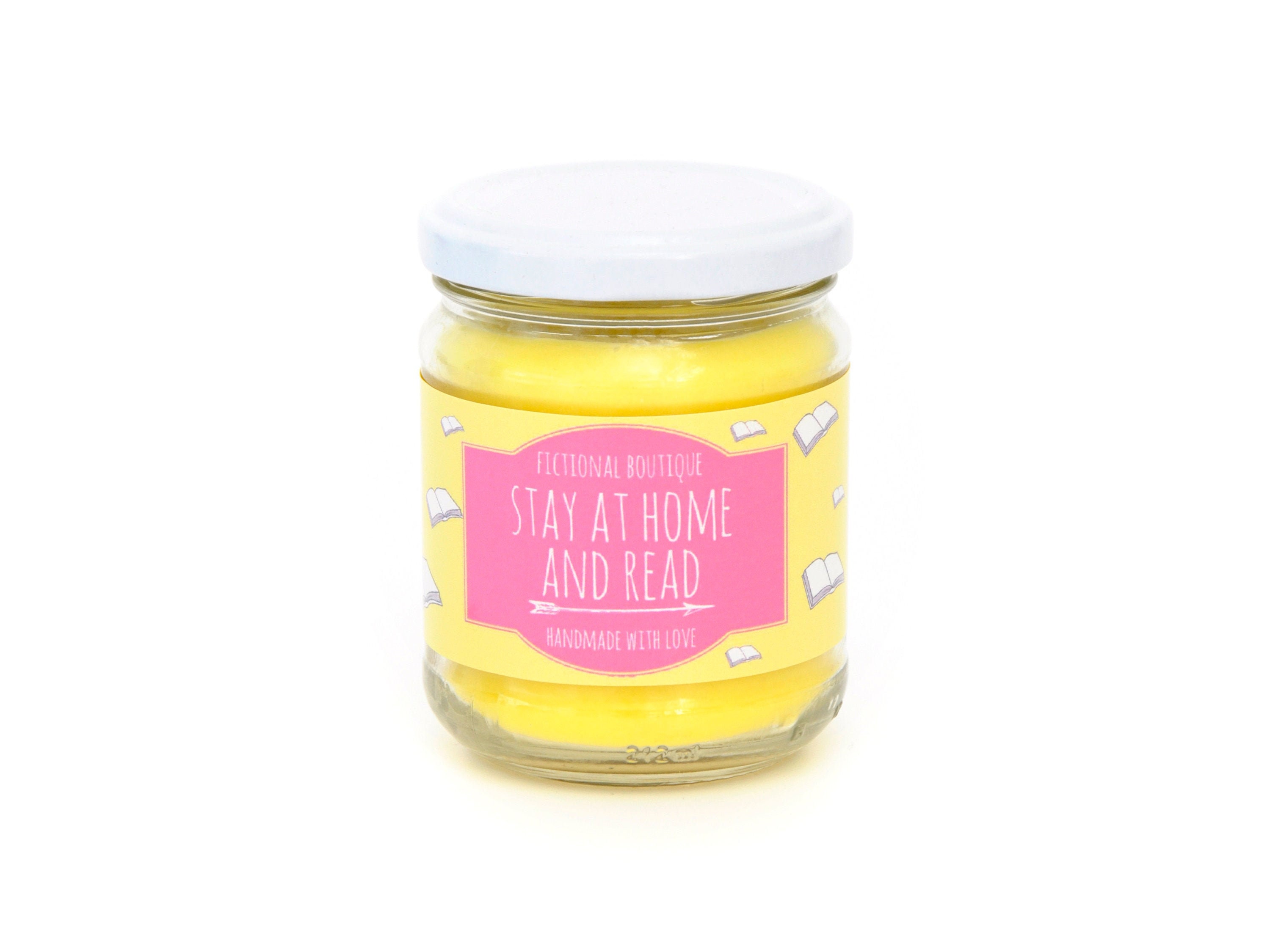 stay At Home & Read Candle, Vegan Handmade Scented Bookish Candle Natural Bibliophile Gift