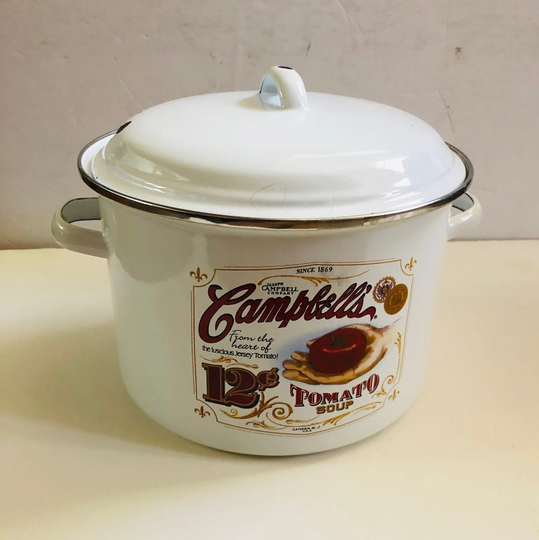 Campbell's 12 Cent Jersey Tomato Soup Stew Metal Enamel Stock Pot Free Shipping Collectible Farmhouse Country Kitchen Vintage 2001