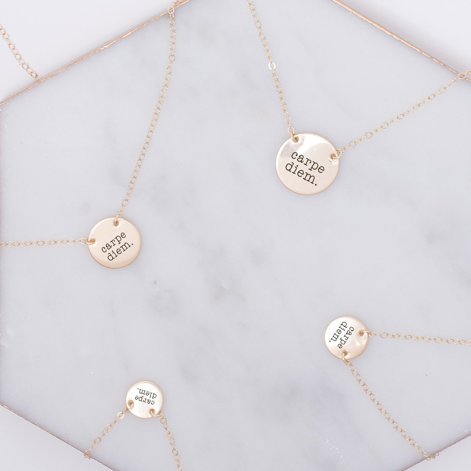 Carpe Diem Necklace, Sterling Silver Seize The Day Gold Circle Inspirational Necklace For Girl Boss