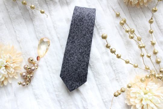 Gray Soft Thin Wool & Cotton Blend Skinny Tie | Men's Necktie Groom Groomsman Wedding Ties