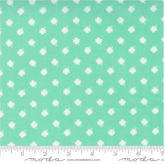 One Fine Day Lucky Blender Clover St Patricks Aqua 1/2 Yard Cut | Bonnie & Camille Moda 55233 12