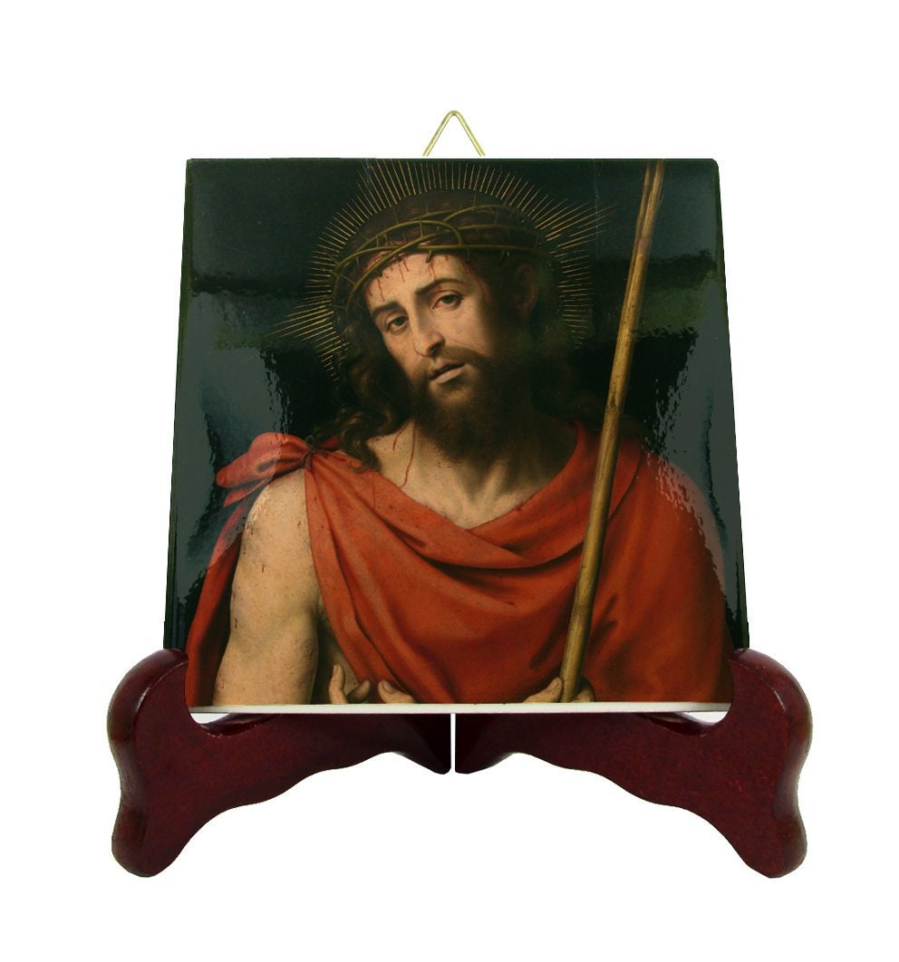 Holy Art - Ecce Homo Jesus Icon On Ceramic Tile Religious Icons Roman Catholic Church Devotional Christian Gifts Easter Lent