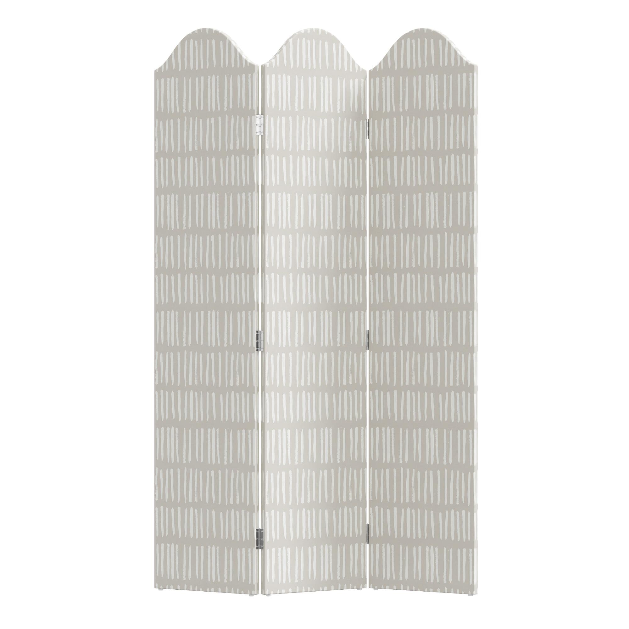 Dash Cream White 3 Panel Kaia Upholstered Folding Screen: Natural by World Market