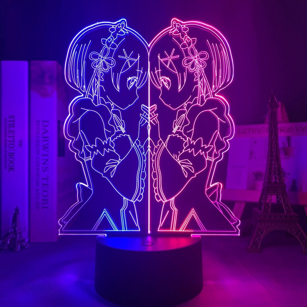 Rem & Ram Re Zero Starting Life in Another World Anime 3D Led Lamp