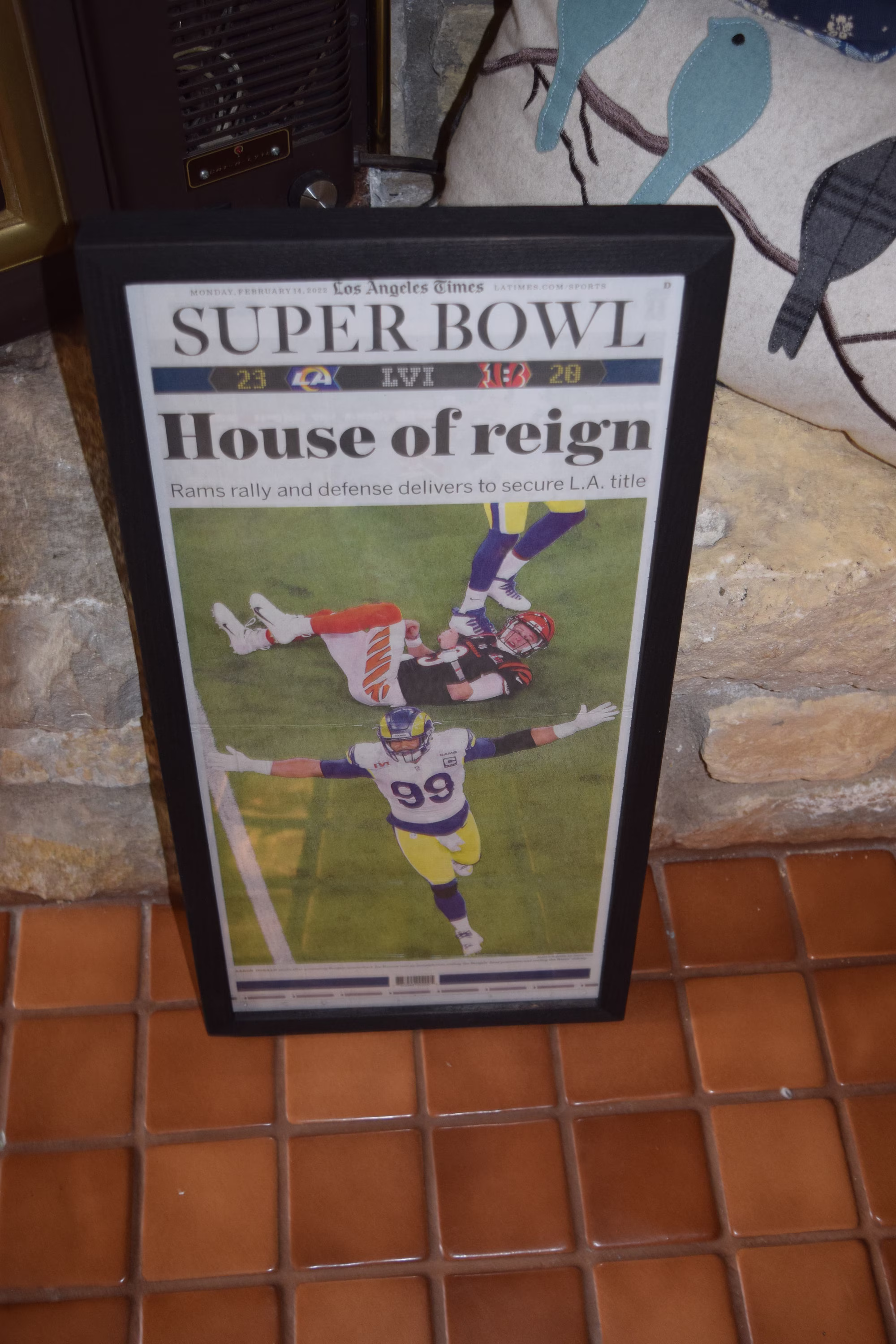Free Shipping Los Angeles Rams Complete Original Framed Times Newspaper Super Bowl Lvi Champions Aaron Donald
