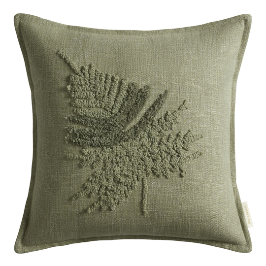 Sage Green Tufted Leaf Throw Pillow by World Market