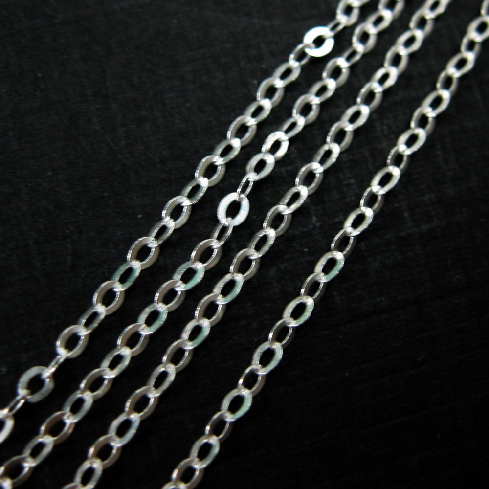 sterling Silver Chain, Gold Plated Rhodium Plated, Flat Cable Chain | 30 Feet -Save 10%, Wholesale, Bulk - Sku 101021