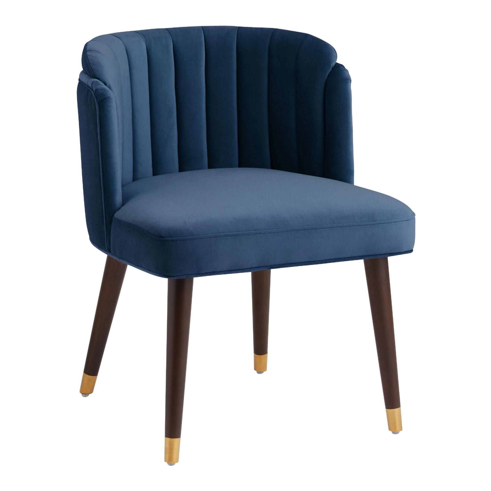 Velvet Channel Back Isadora Dining Chair Set of 2: Blue by World Market
