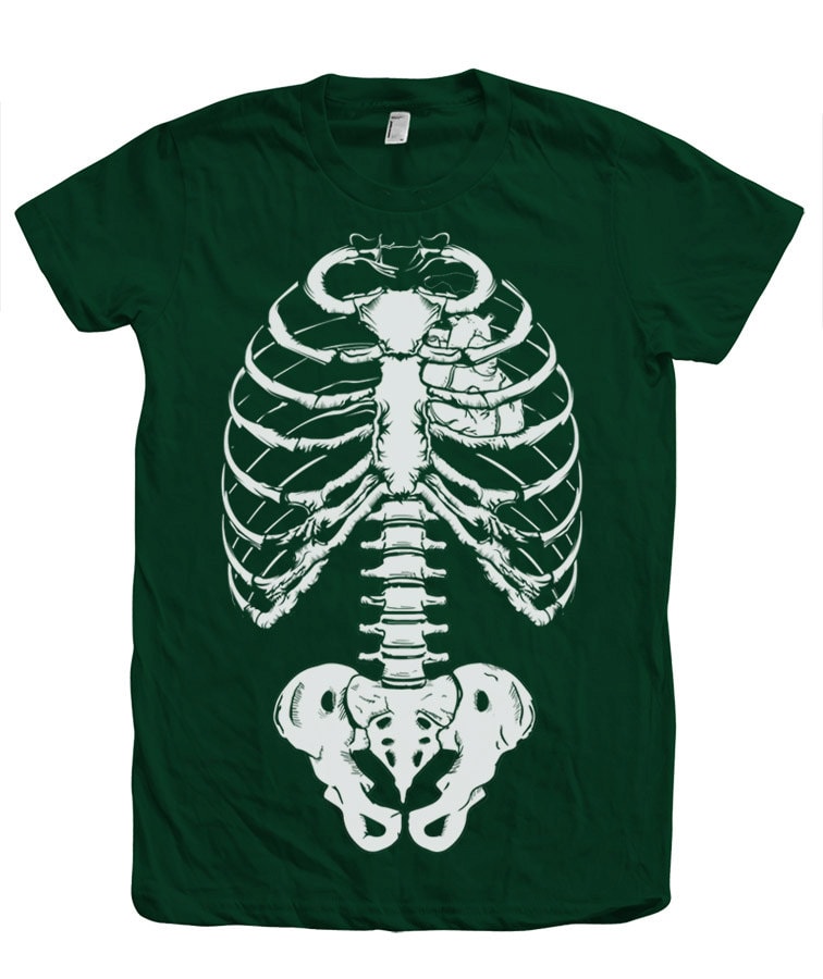 Women Skeleton Tshirt Custom Hand Screen Print American Apparel Crew Neck Available S, M, L, Xl, Xxl