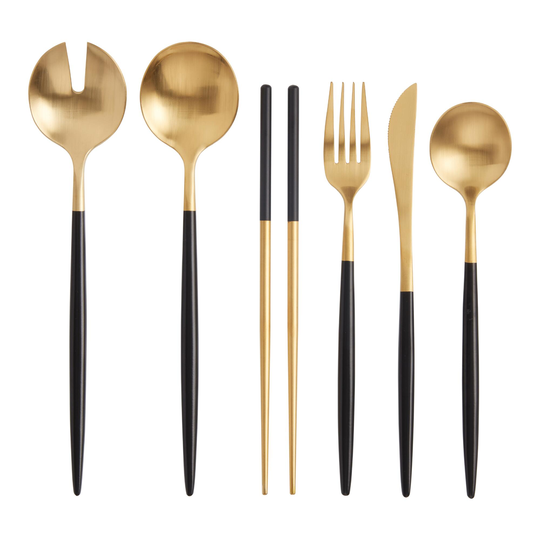 Black and Gold Shay Boxed Flatware Collection by World Market