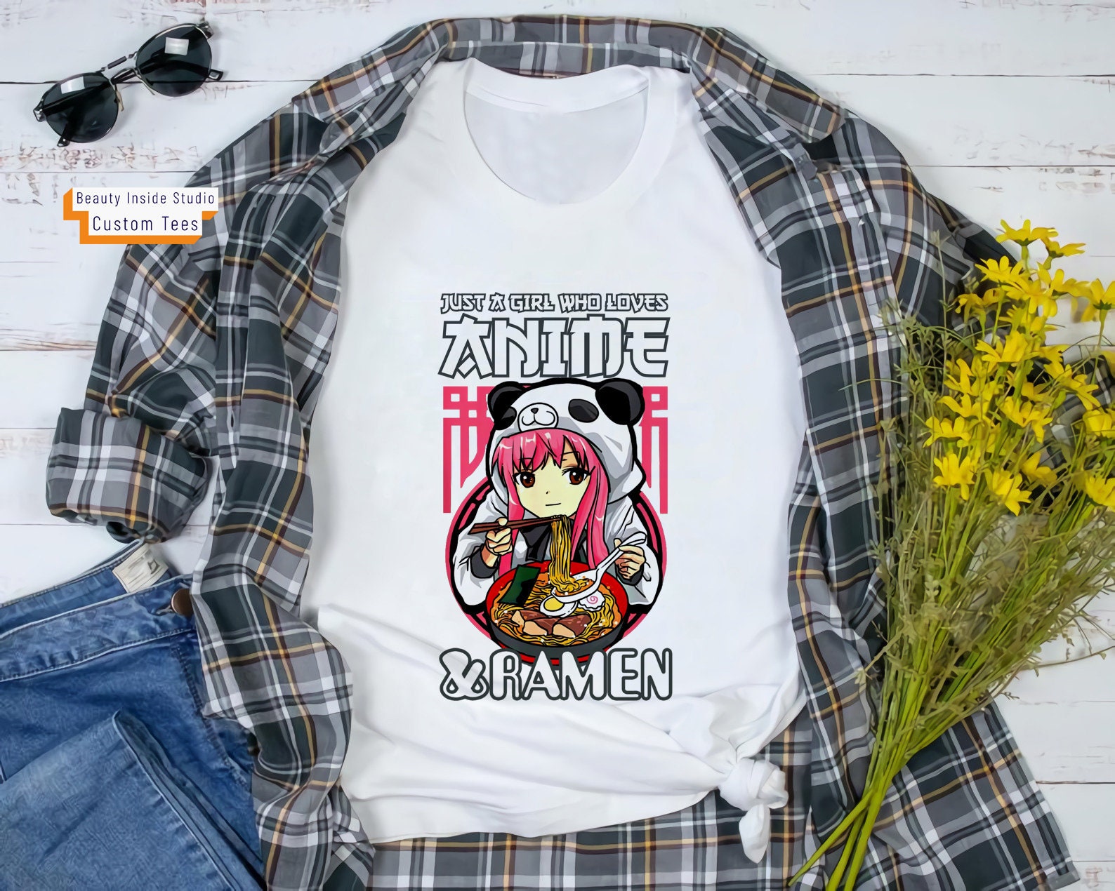 Just A Girl Who Loves Anime & Ramen Shirt, Shirt, Funny Tees, Personalized Gifts