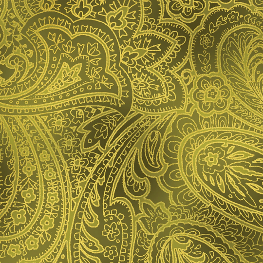 Paisley Fabric, Blender Kanvas Studio, Radiant Paisley, Green Gold Metallic, 9747M-44, Quilting Cotton, Fabric By The Yard
