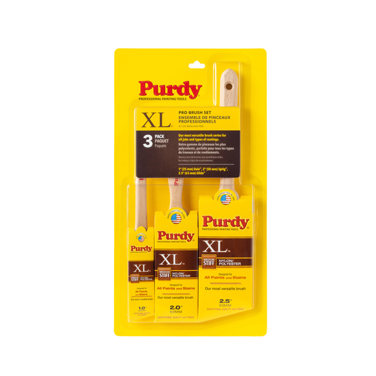 Purdy 3-Pack Xl Multiple Sizes Flat and Angle Brush Set Nylon- Polyester Blend Paint Brush Set | 14L853100