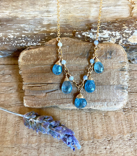 Aquamarine Gemstone Gold Necklace