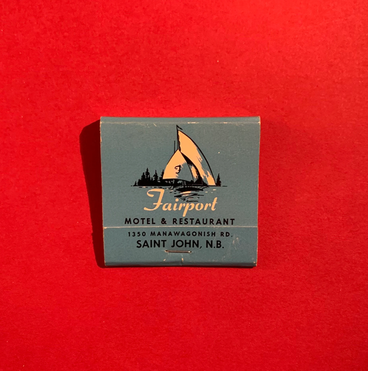 Vintage Matchbook, Fairport, Restaurant, Motel, Saint Johns, New Brunswick, Canada, Nautical, with 30 Match Sticks, Free Ship in Usa