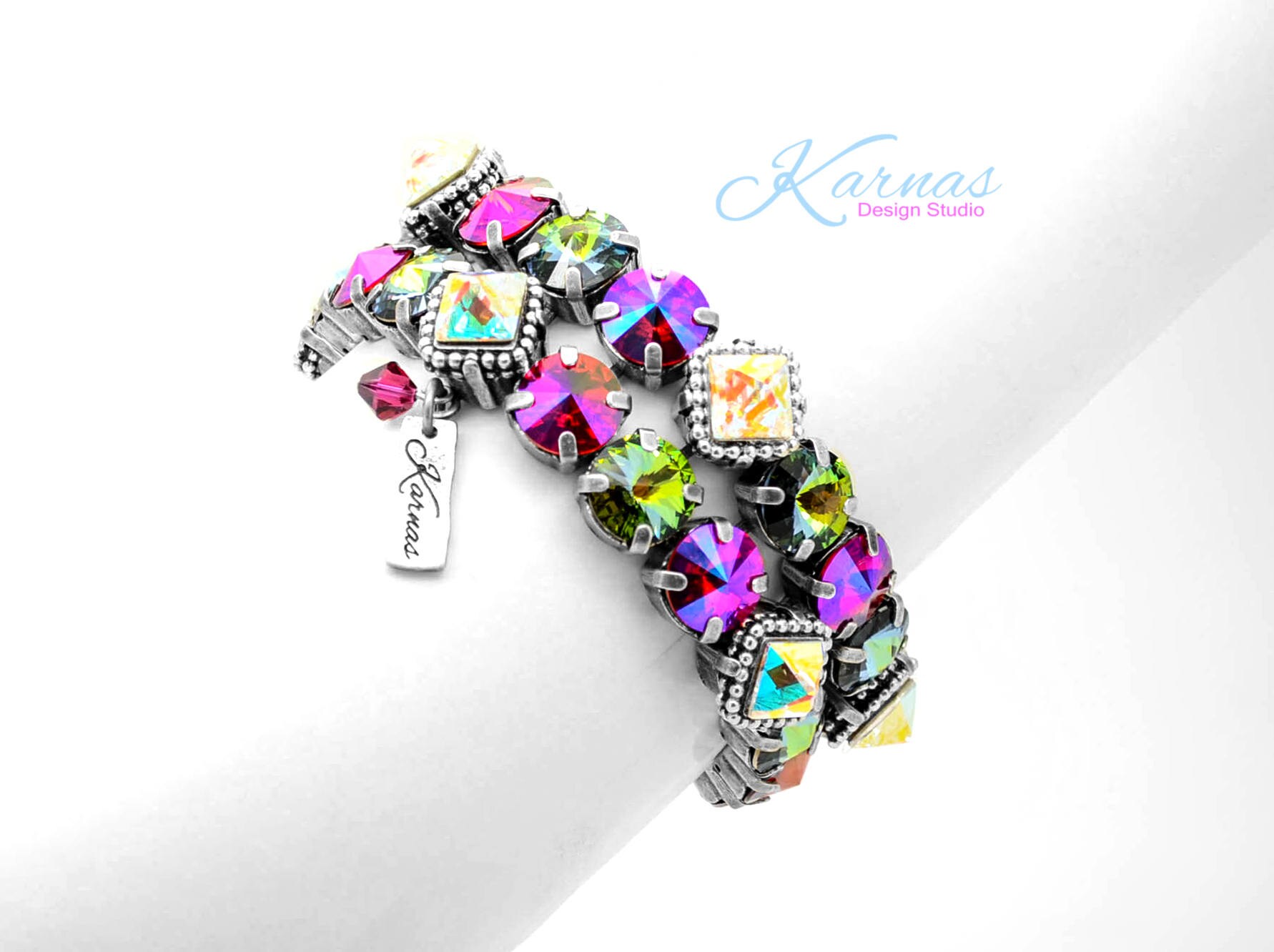 Who Spiked The Punch? 10mm Stretch Bracelet Made With Crystal Pick Your Finish Karnas Design Studio Free Shipping