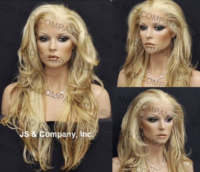 Free Parting Human Hair Blend Full Swiss Lace Front Wig Long Layered Wavy Pale Blonde With Strawberry Blonde Everyday Wear Cancer Alopeica