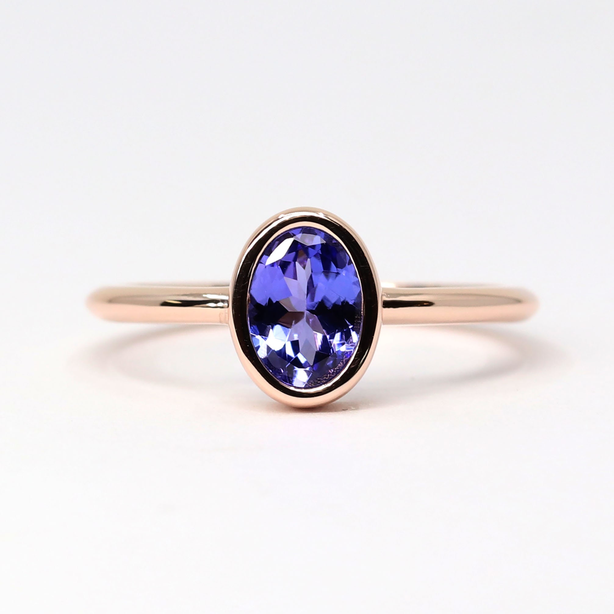 Natural Tanzanite Engagement Ring, Dainty Ring, Oval Solitaire Ring.tanzanite Wedding Ring.7x5 Real Aaa
