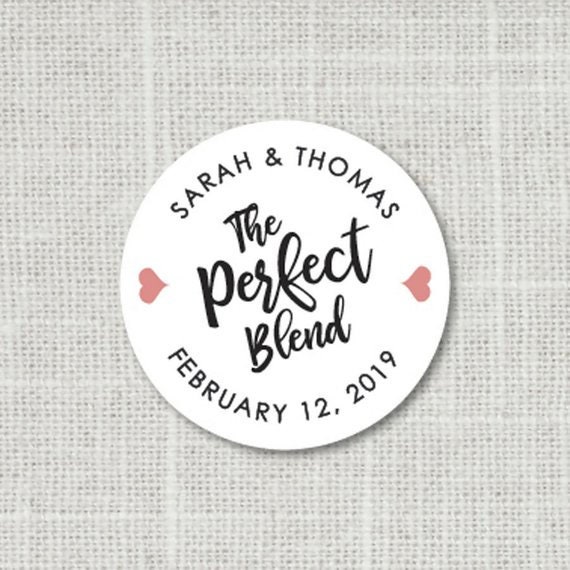 The Perfect Blend Stickers, Wedding Favor Coffee Favors Or Tea Favors, Stickers For