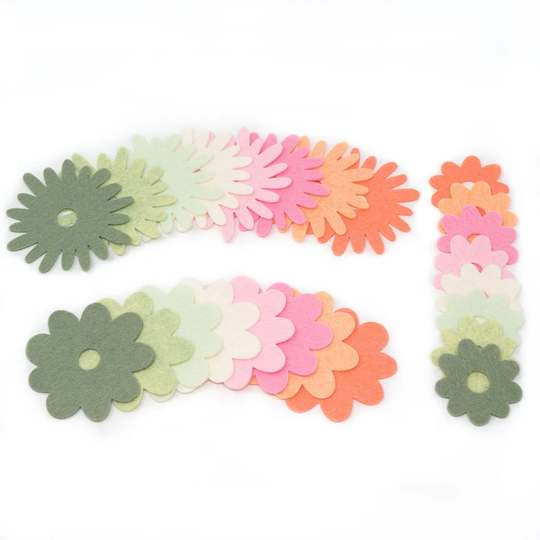 48 Abby Wool Blend Felt Die Cut Applique Flowers - Sorbet Colors