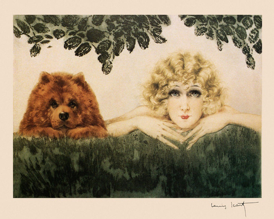 Icart Blond Lady Chow Dog 16" X 20" Louis Art Deco Fashion Vintage Poster Repro On Matte Paper Or Canvas Free S/H in Usa