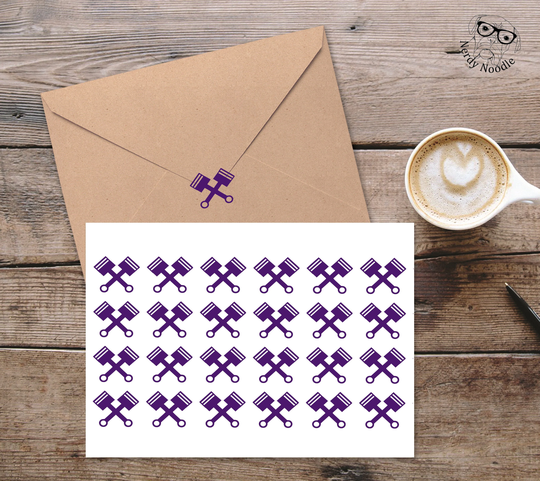 Crossed Pistons Stickers, Cross Tanning Piston Sticker Set, Envelope Seals, Decal